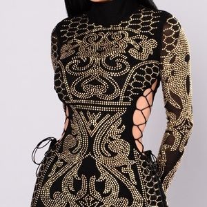 Fashion Nova Dynasty Studded Dress- 2XL